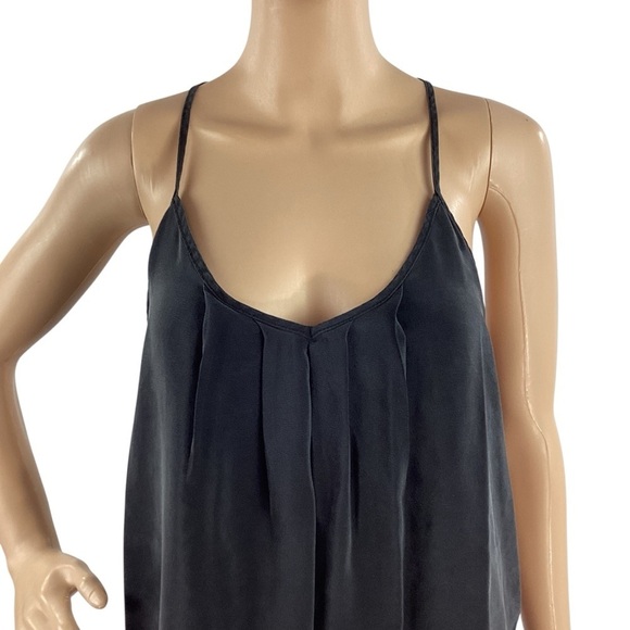 Amanda Uprichard Silk Racerback Tank Top Dusty Black Button Detail Small - Picture 2 of 8